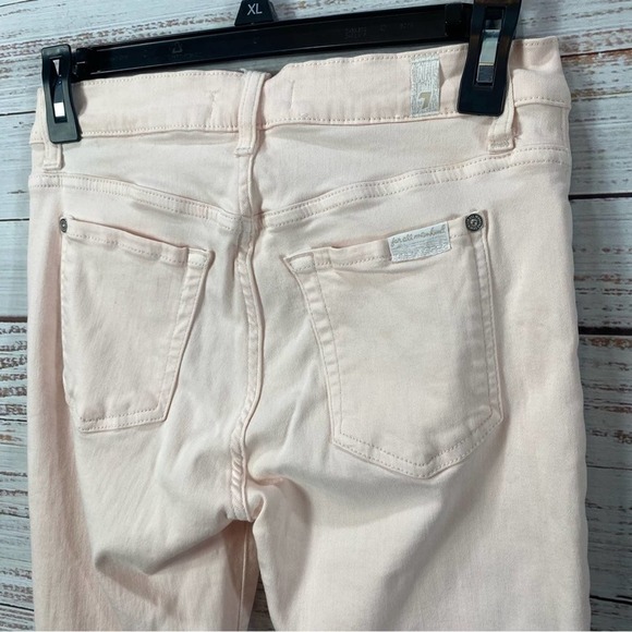 7FOR ALL MANKIND PALE PINK SIZE 26 RAW HEM SKINNY JEANS - Picture 6 of 7